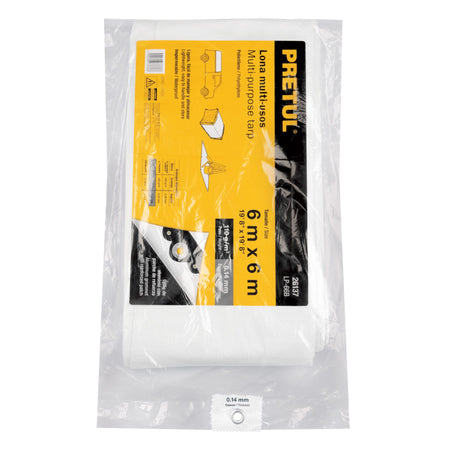 Lona de polietileno 6 x 6 m, blanca, 110 g/m2, PRETUL