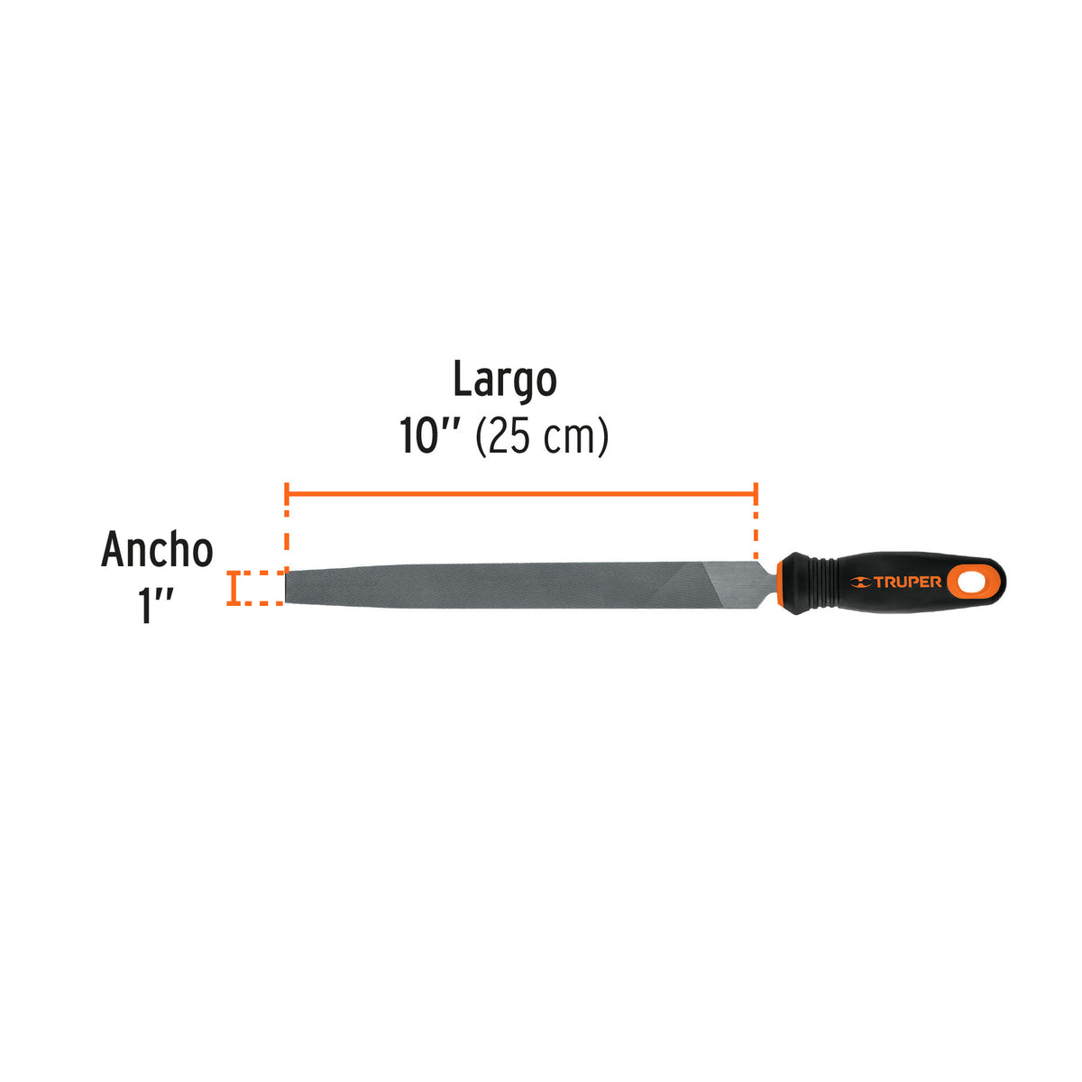 Lima plana muza 10' con mango doble inyección, TRUPER 10'