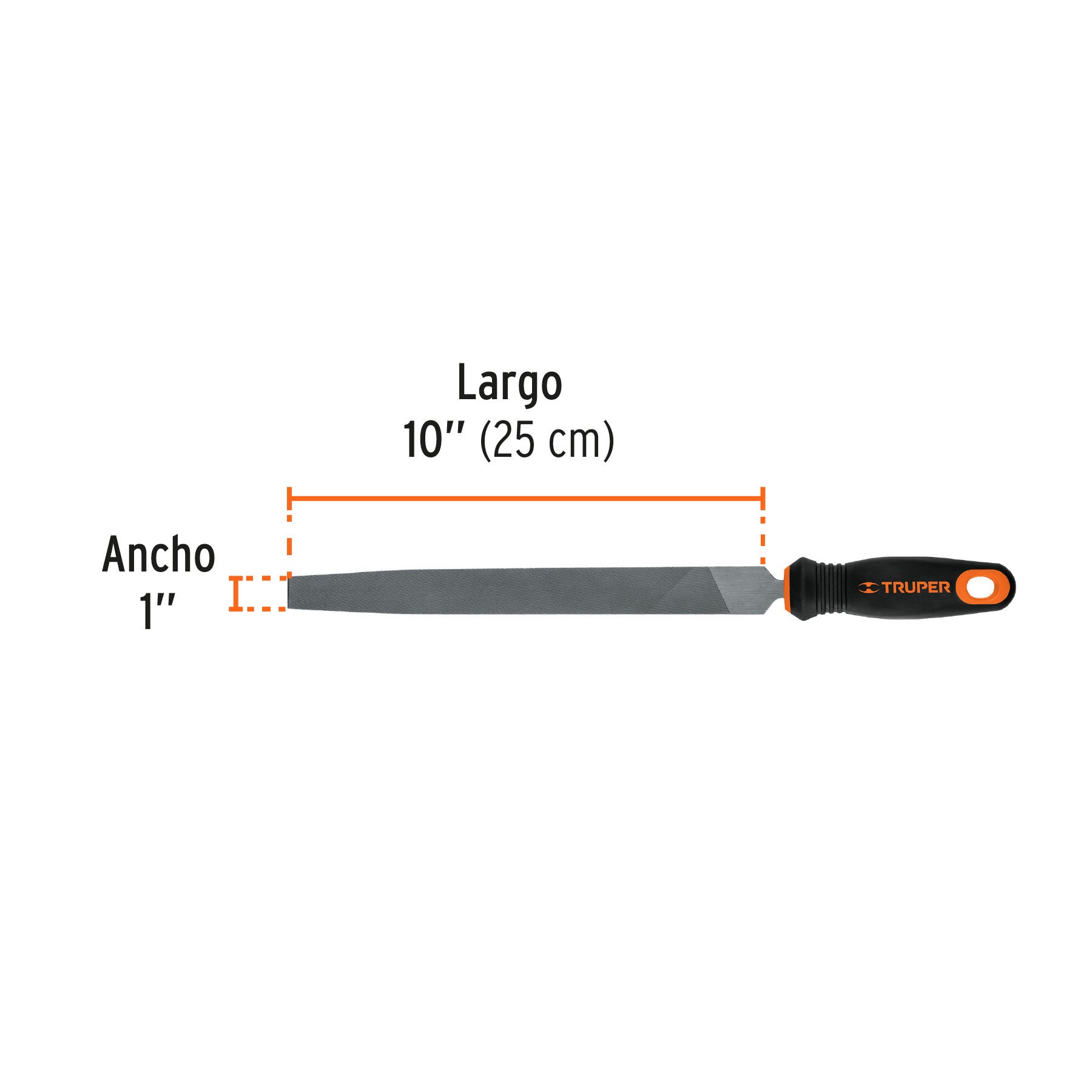 Lima plana muza 10' con mango doble inyección, TRUPER 10'