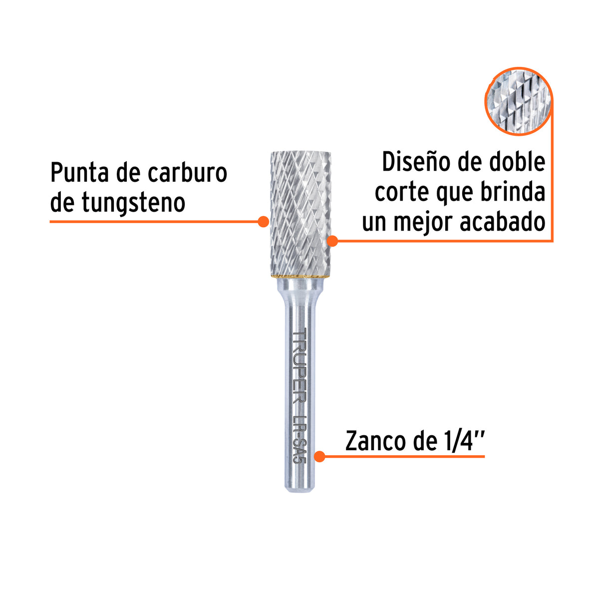 Lima rotativa punta cilindro TRUPER 13 mm