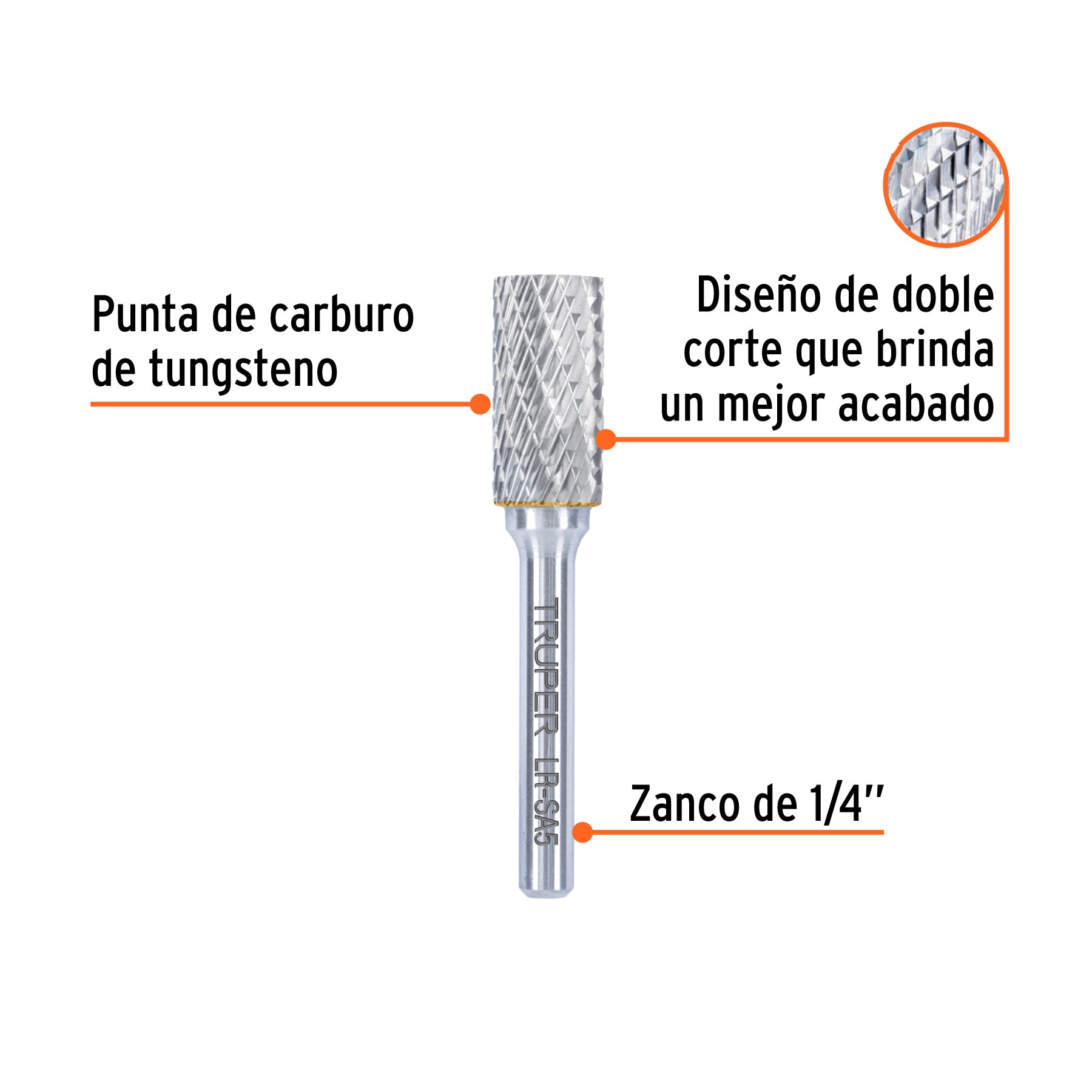 Lima rotativa punta cilindro TRUPER 13 mm