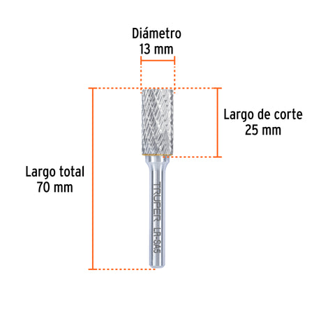 Lima rotativa punta cilindro TRUPER 13 mm