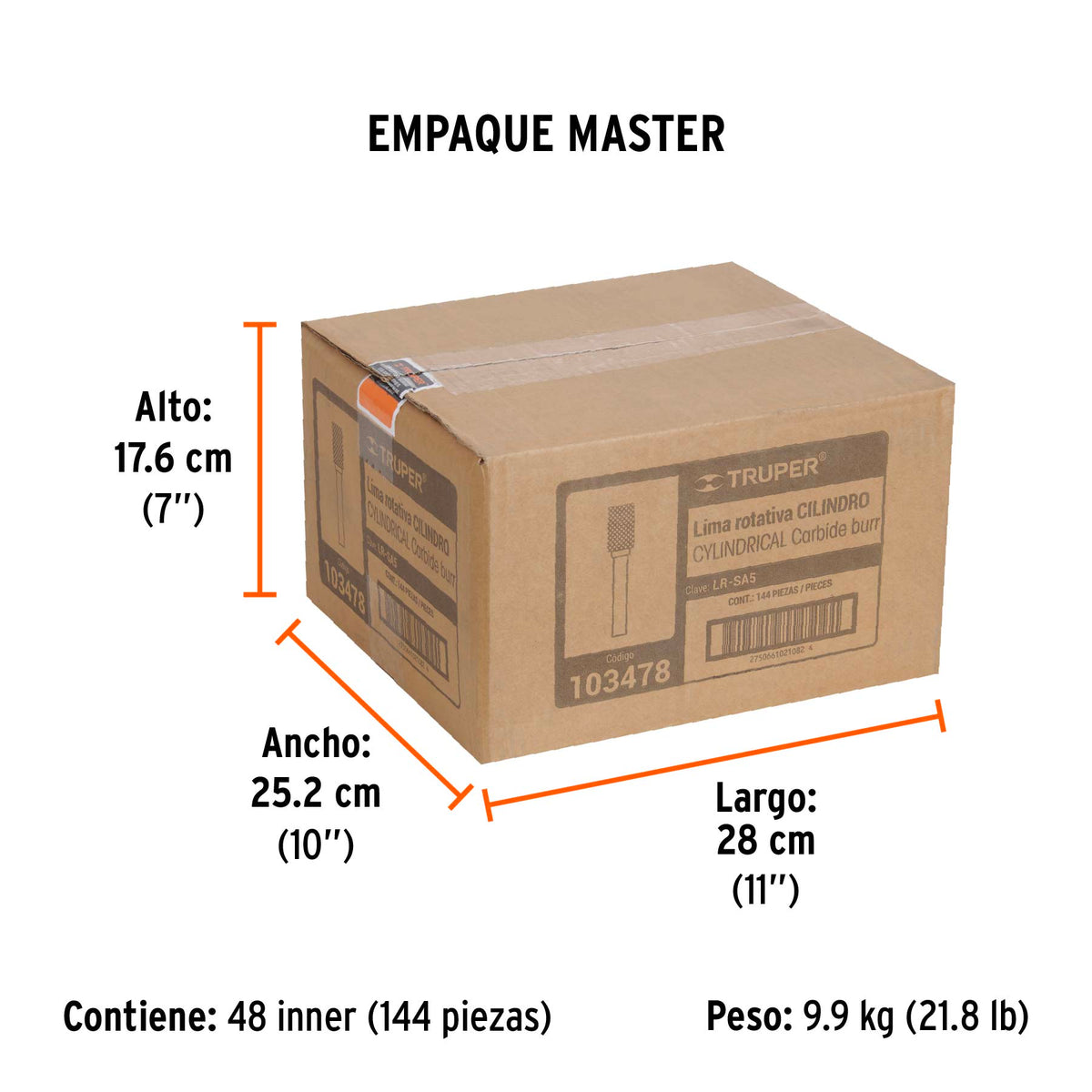 Lima rotativa punta cilindro TRUPER 13 mm