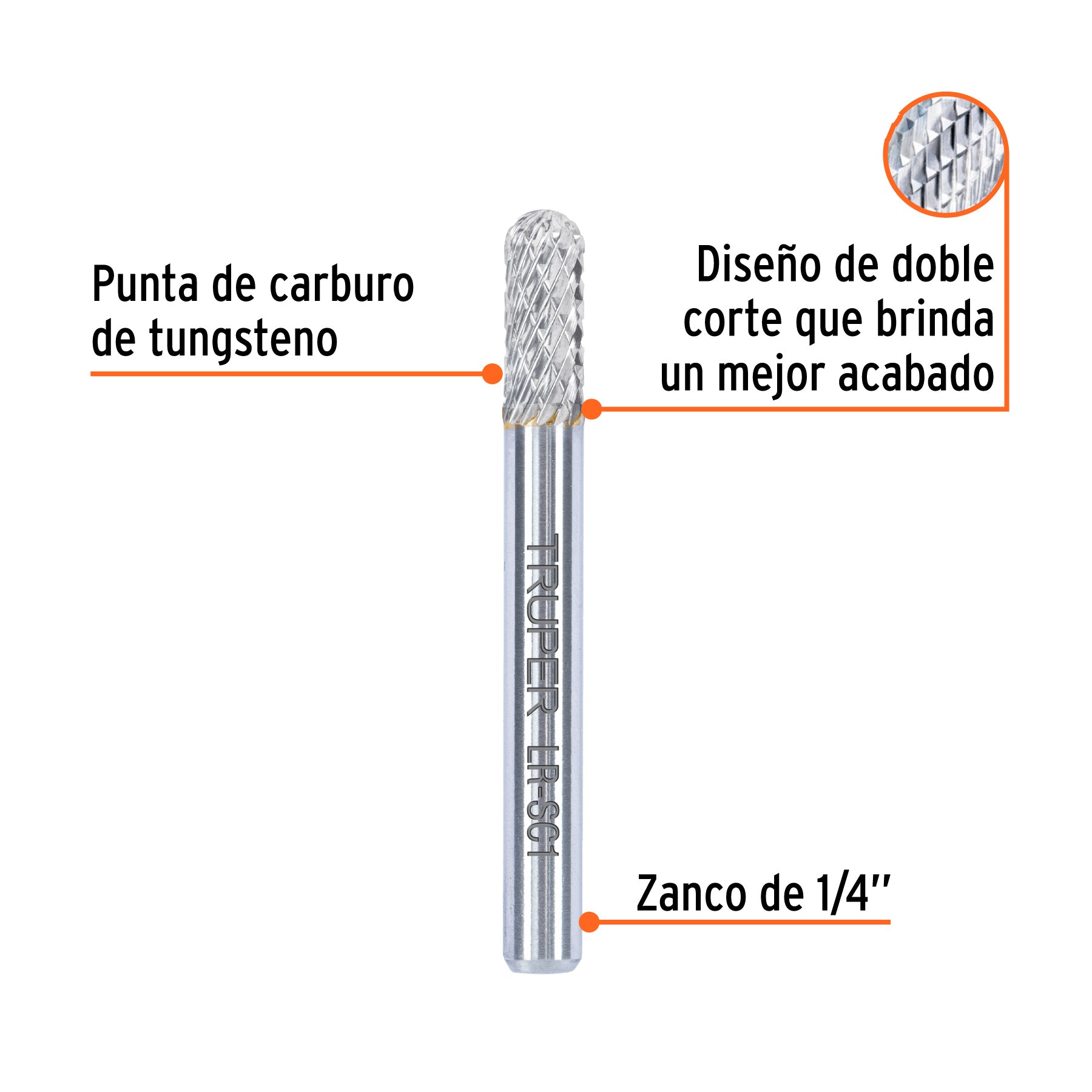 Lima rotativa punta cilindro redonda TRUPER 6 mm