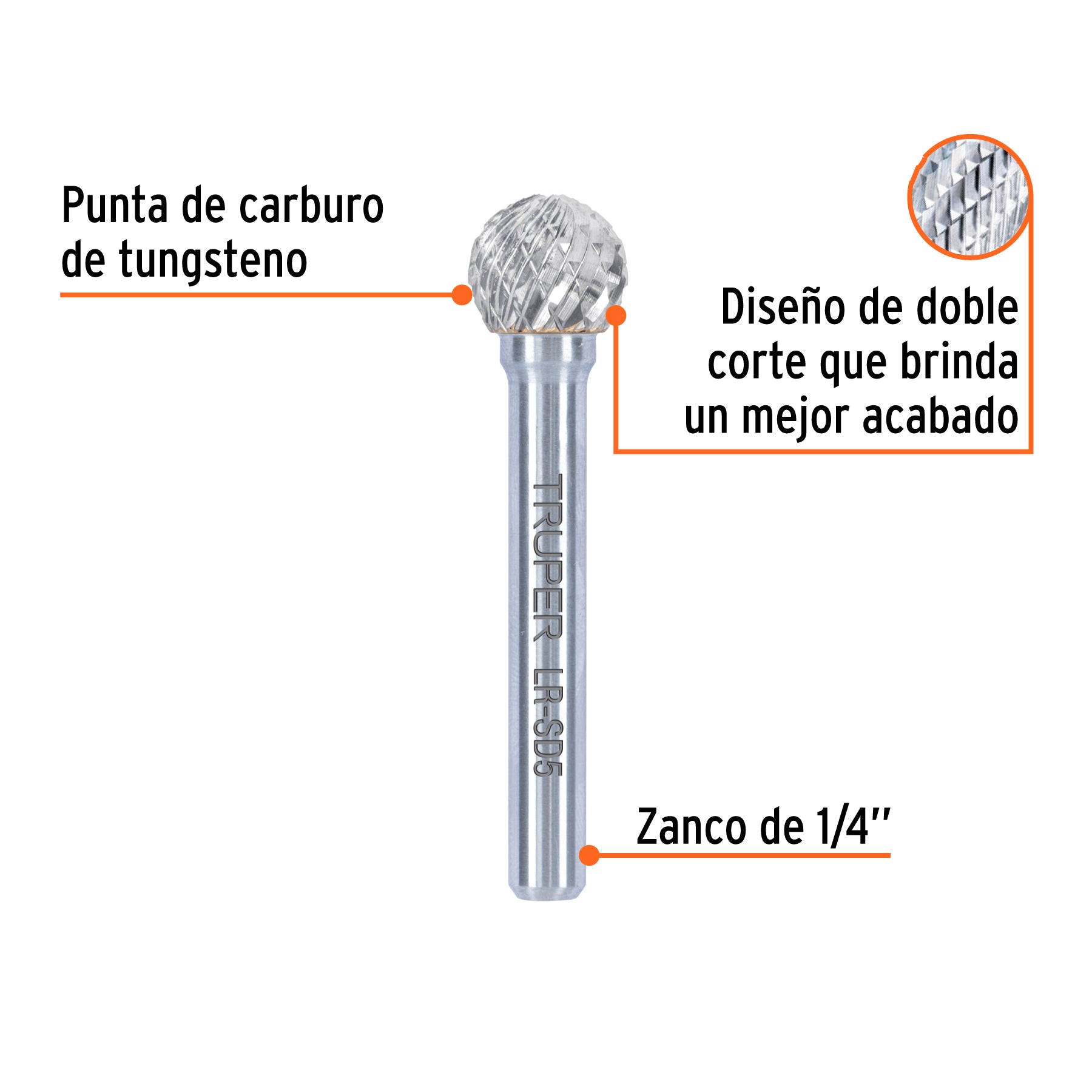 Lima rotativa punta esferica 13 mm TRUPER