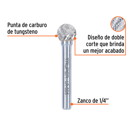 Lima rotativa punta esferica 13 mm TRUPER
