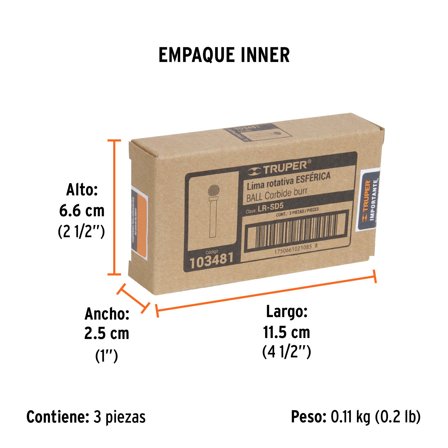 Lima rotativa punta esferica 13 mm TRUPER
