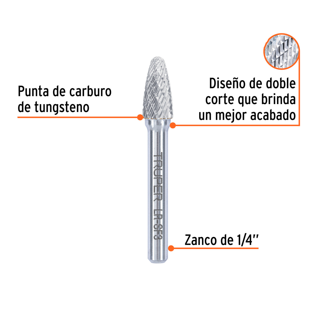 Lima rotativa punta arbol redonda TRUPER 10 mm