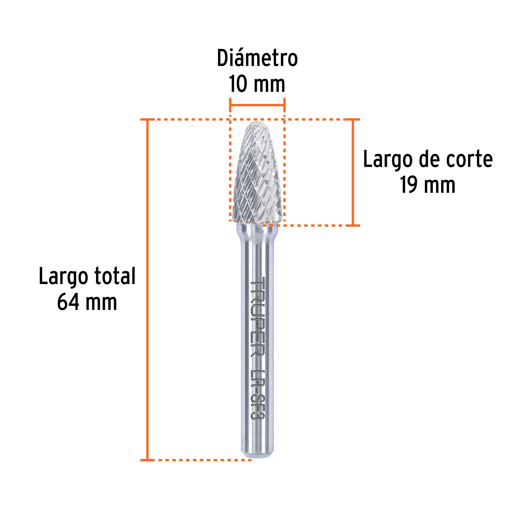 Lima rotativa punta arbol redonda TRUPER 10 mm