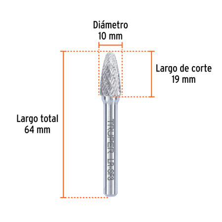 Lima rotativa punta arbol redonda TRUPER 10 mm