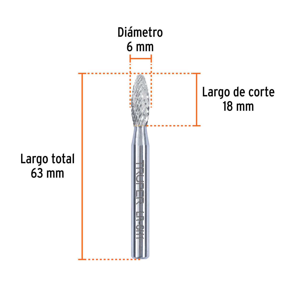 Lima rotativa punta flama TRUPER 6 mm