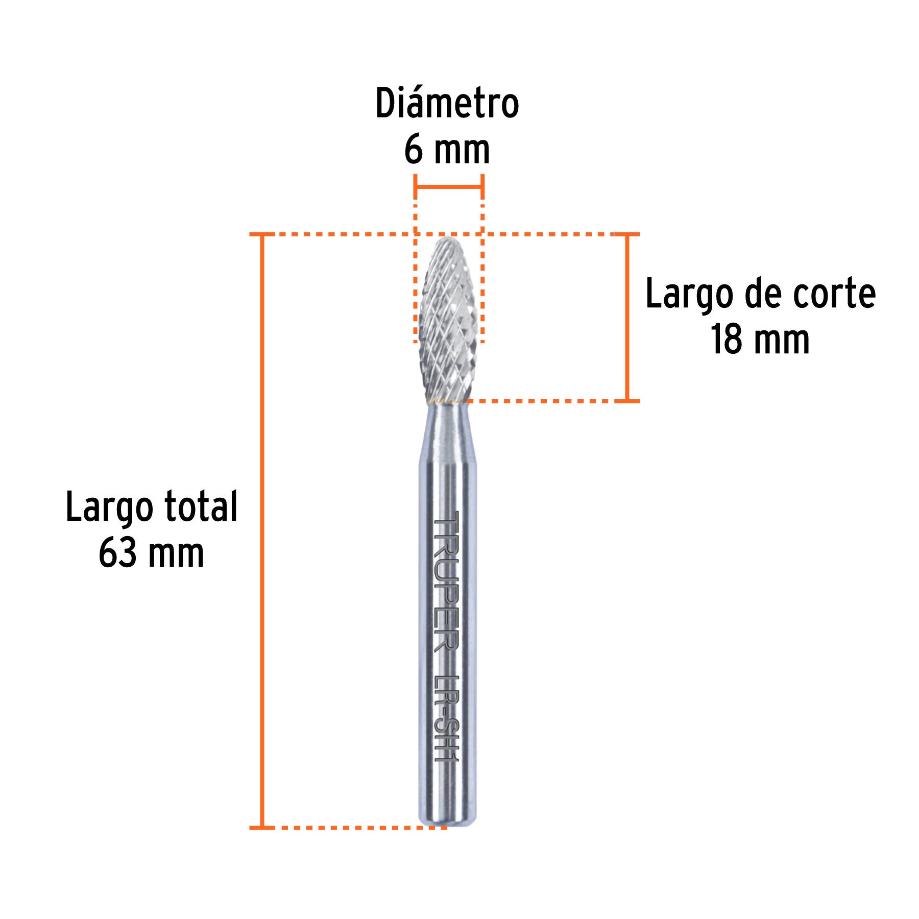 Lima rotativa punta flama TRUPER 6 mm