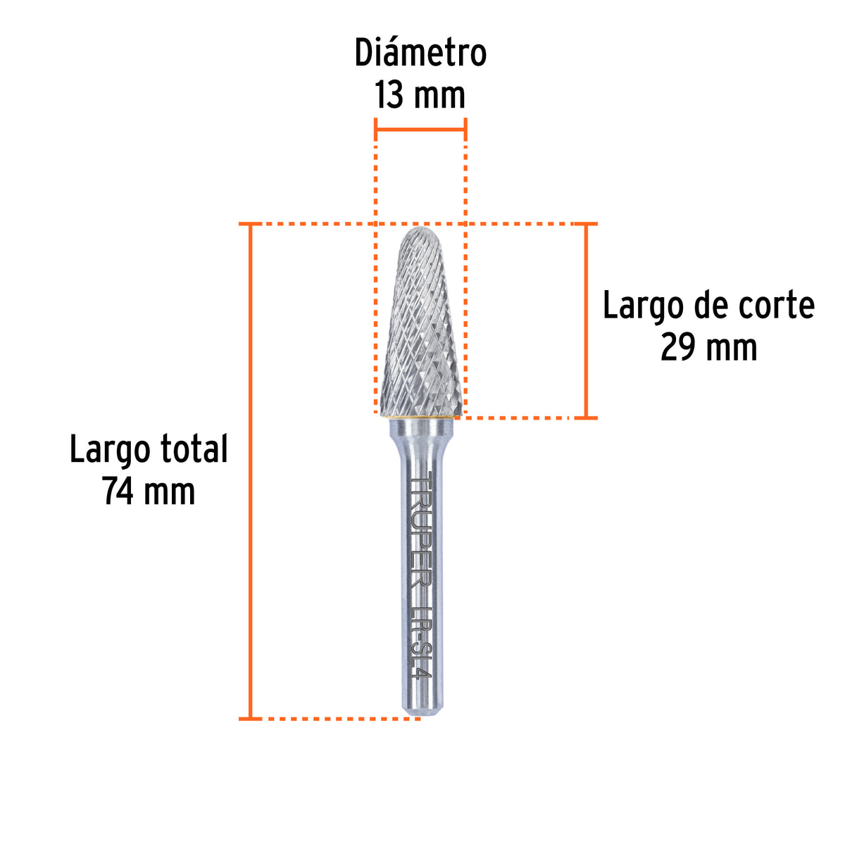 Lima rotativa punta conica redonda 13 mm TRUPER
