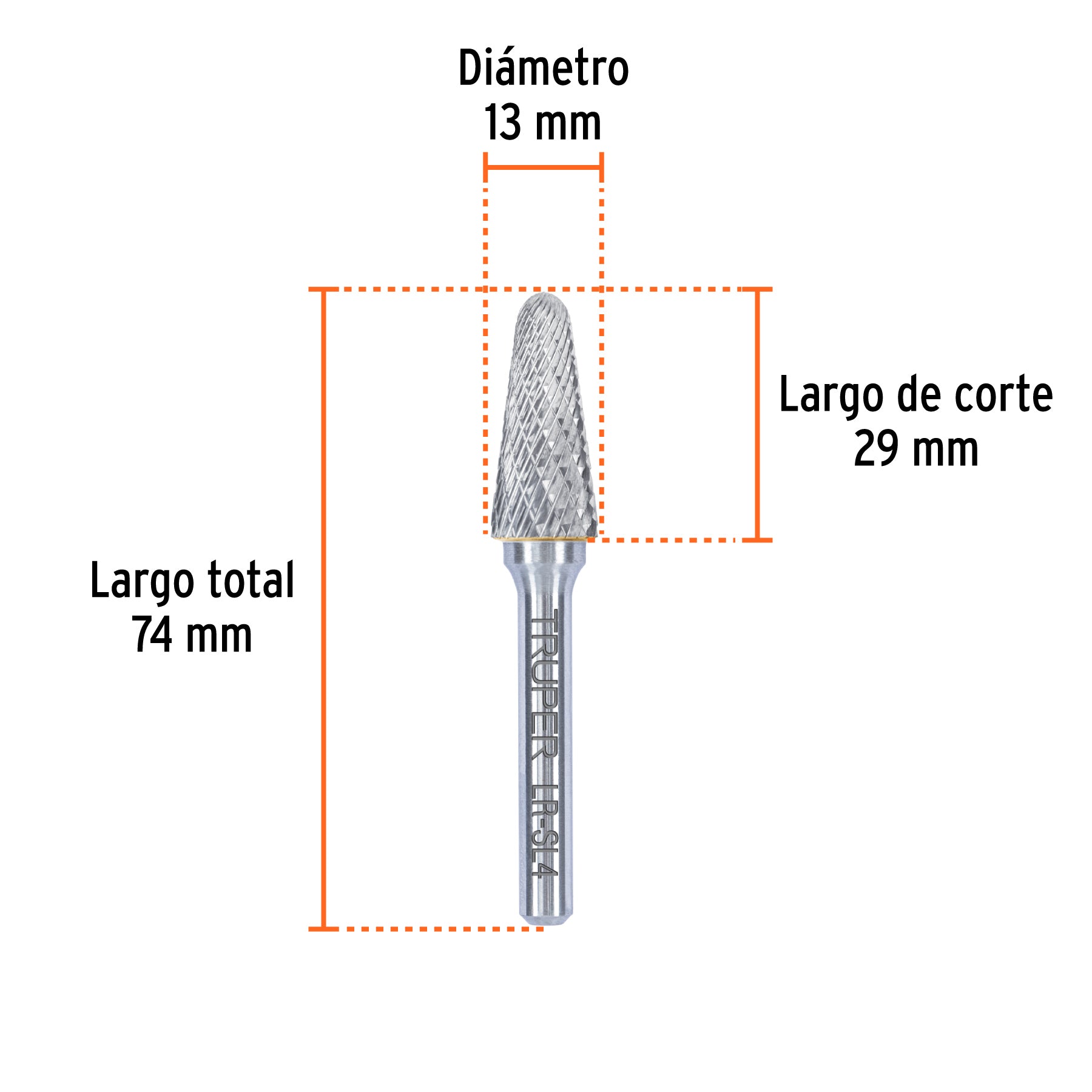 Lima rotativa punta conica redonda 13 mm TRUPER