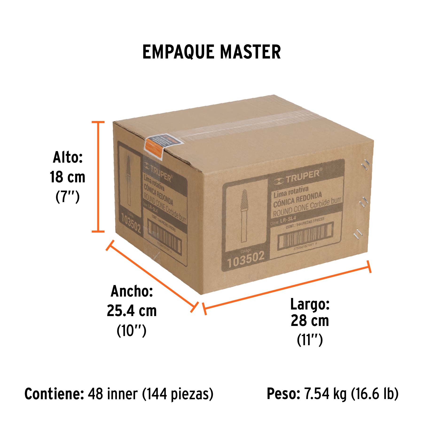 Lima rotativa punta conica redonda 13 mm TRUPER