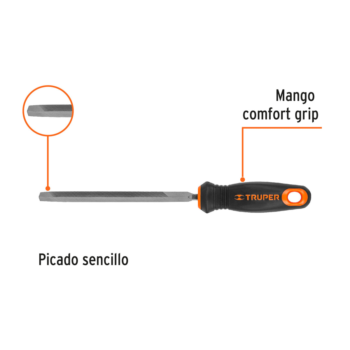 Lima triángulo pesado 6', 34 dpp con mango doble inyección 6', 34 dpp