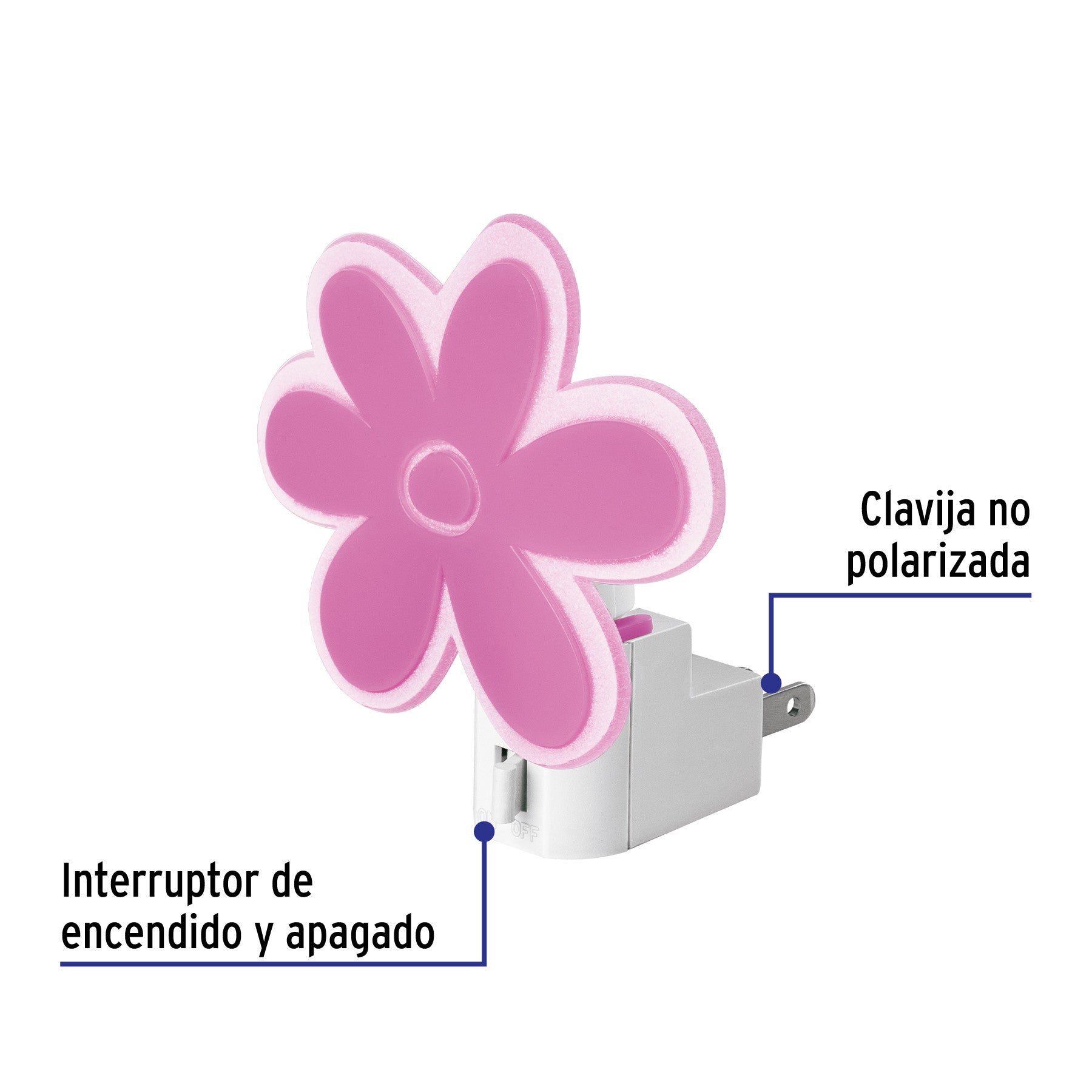 Luz de noche con lámpara E12, flor, Volteck