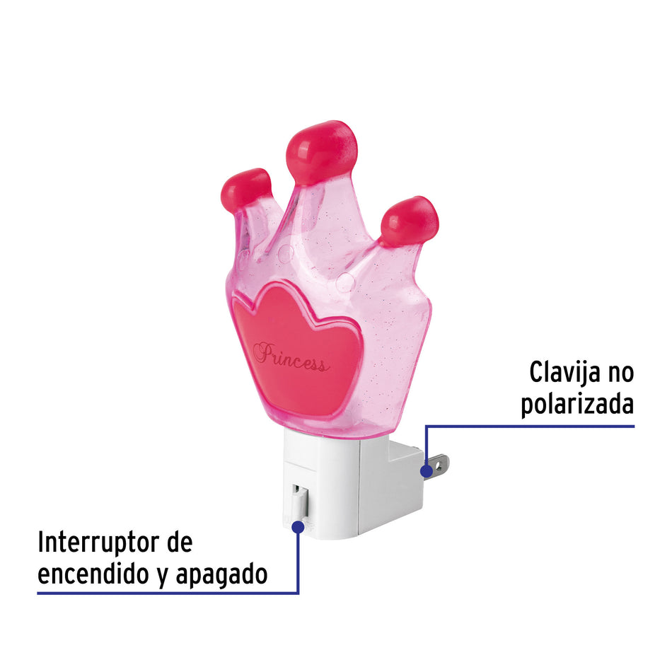 Luz de noche con lámpara E12, corona princesa, Volteck