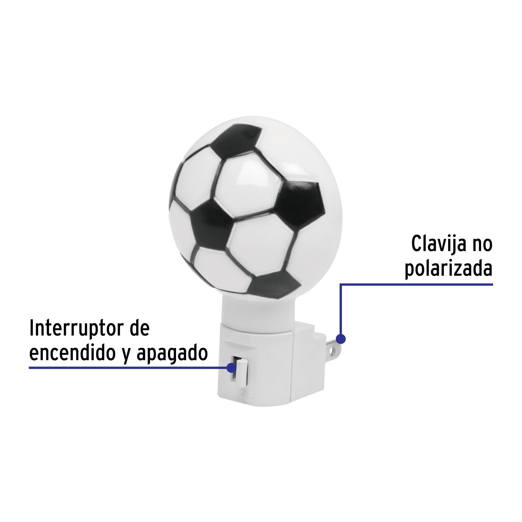 Luz de noche con lámpara E12, balón soccer, Volteck