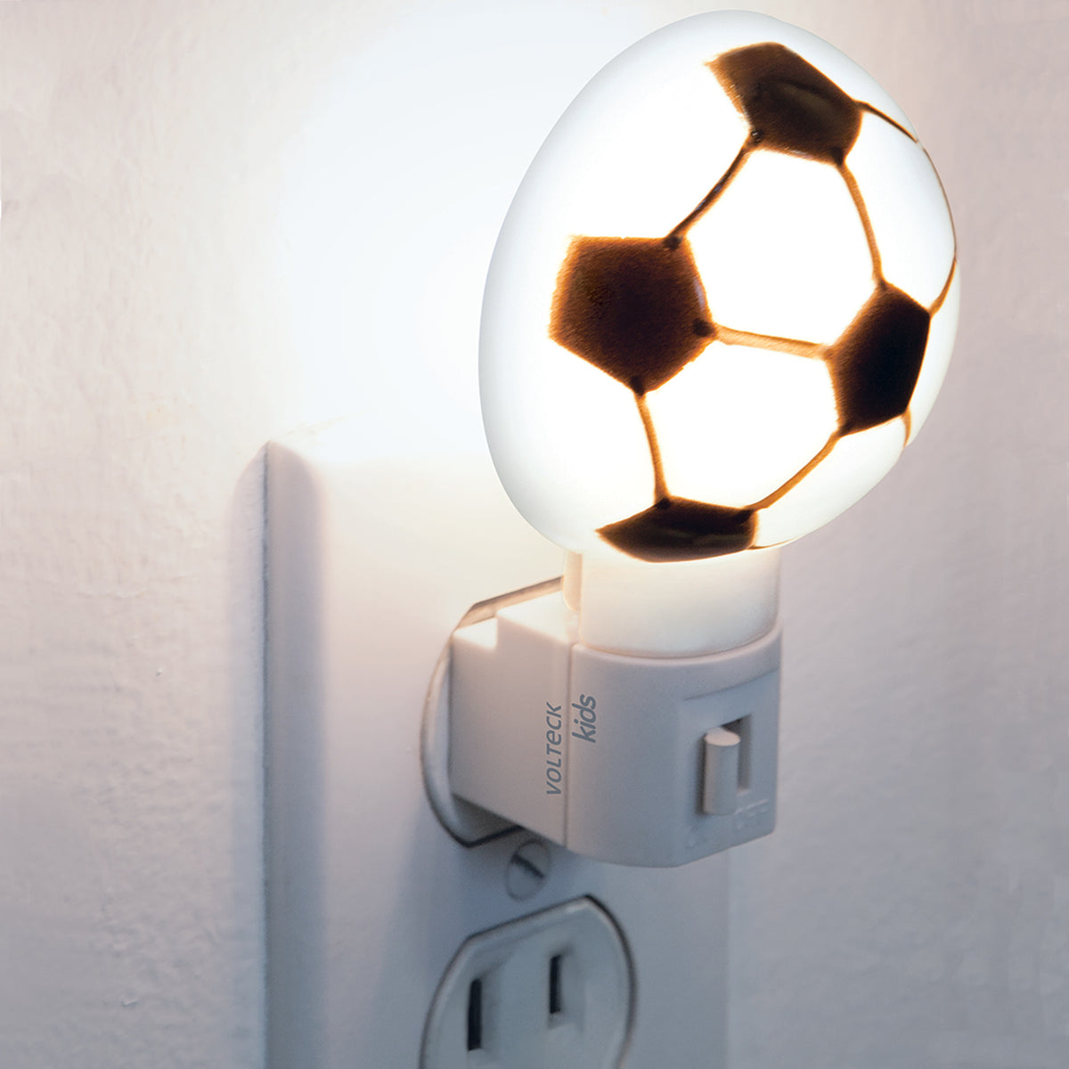 Luz de noche con lámpara E12, balón soccer, Volteck