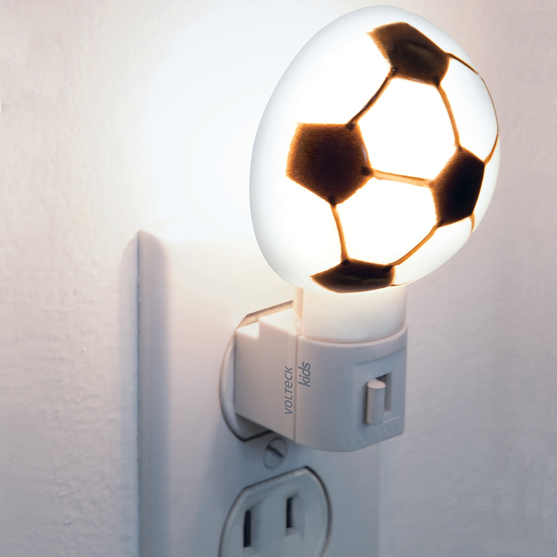 Luz de noche con lámpara E12, balón soccer, Volteck