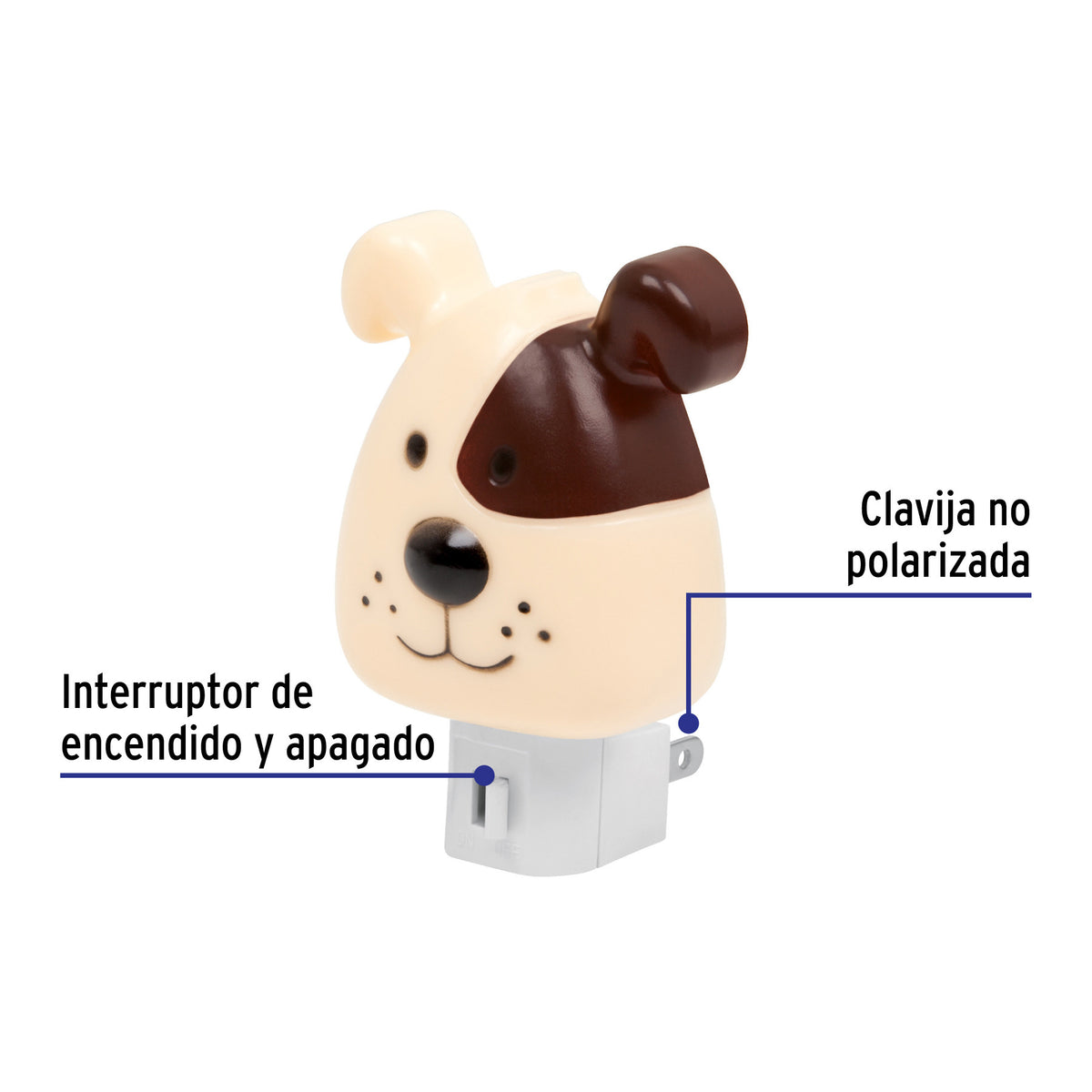 Luz de noche con lámpara E12, perro, Volteck