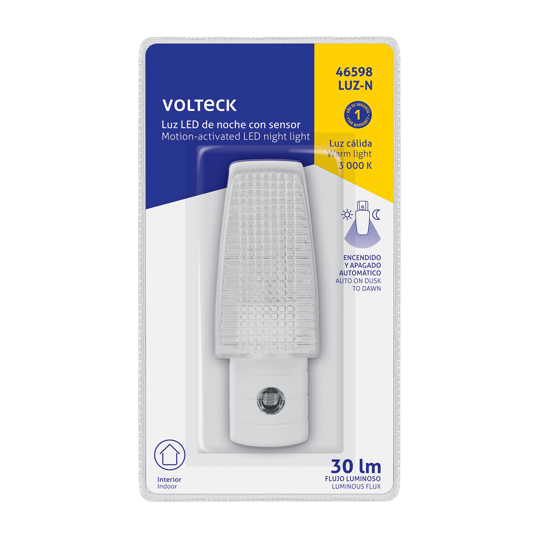 Luz de noche con sensor de luz, Volteck