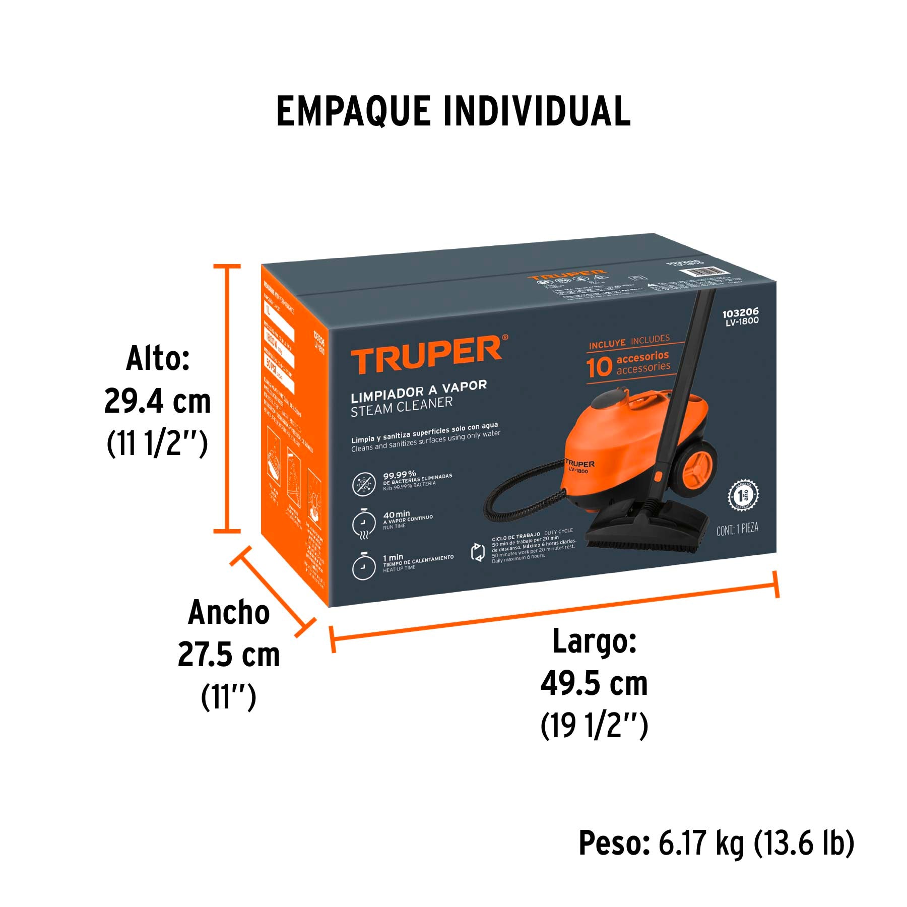 Limpiador a vapor 1800W Truper