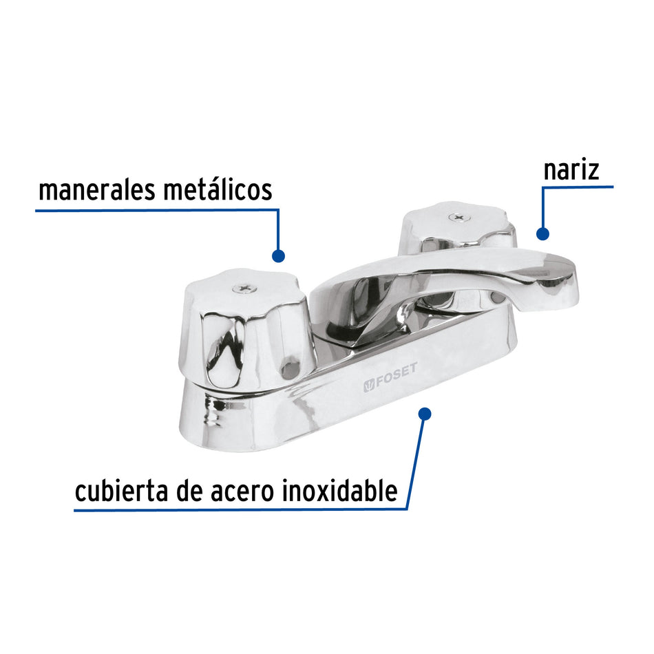 Mezcladora 4" para lavabo nariz larga cartucho compresion