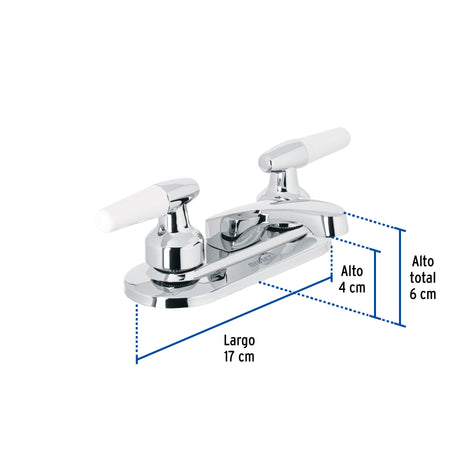 Mezcladora 4" para lavabo nariz larga manerales cono