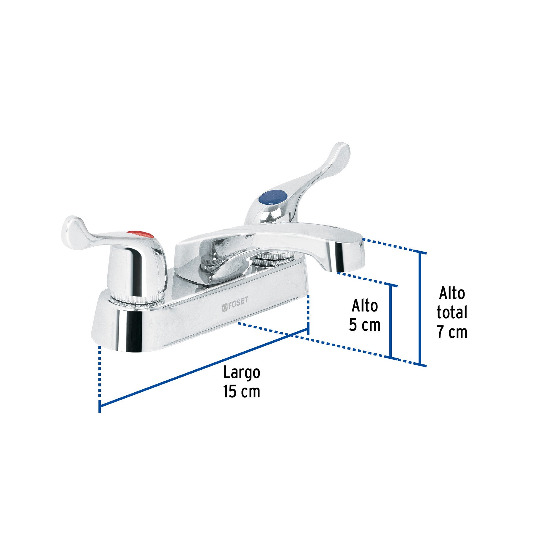 Mezcladora 4" para lavabo nariz larga manerales palanca