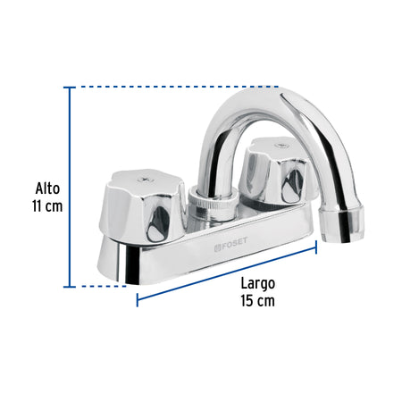 Mezcladora 4" para lavabo cuello curvo cartucho compresion