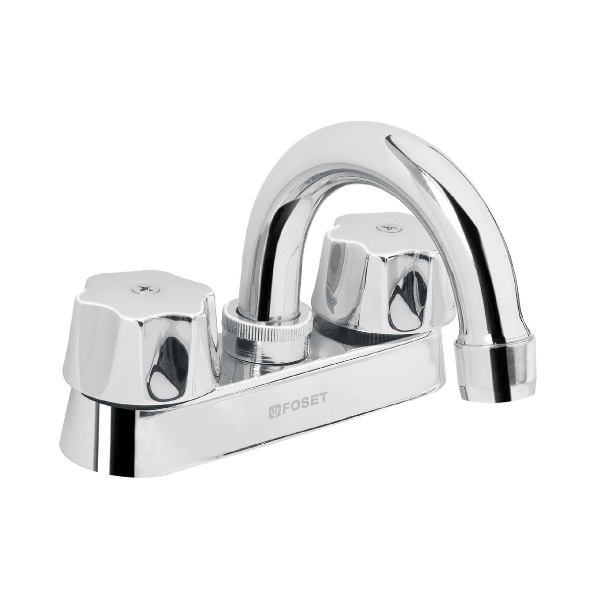 Mezcladora 4" para lavabo cuello curvo cartucho compresion