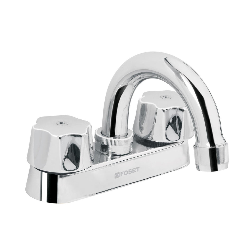 Mezcladora 4" para lavabo cuello curvo cartucho compresion