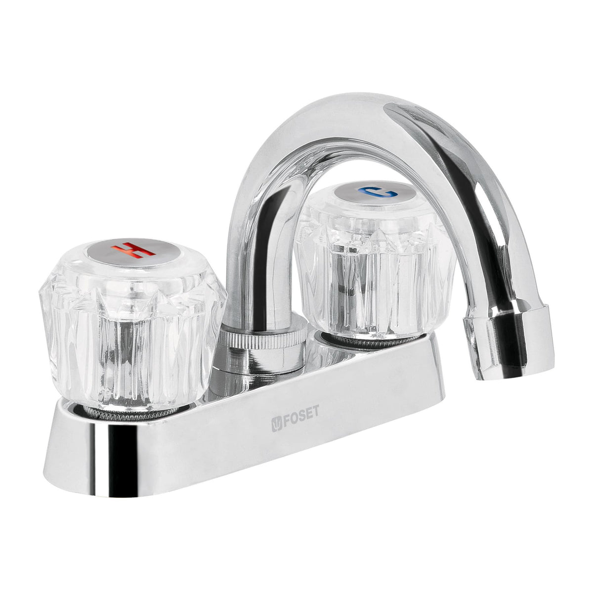 Mezcladora 4" para lavabo cuello curvo manerales acrilico