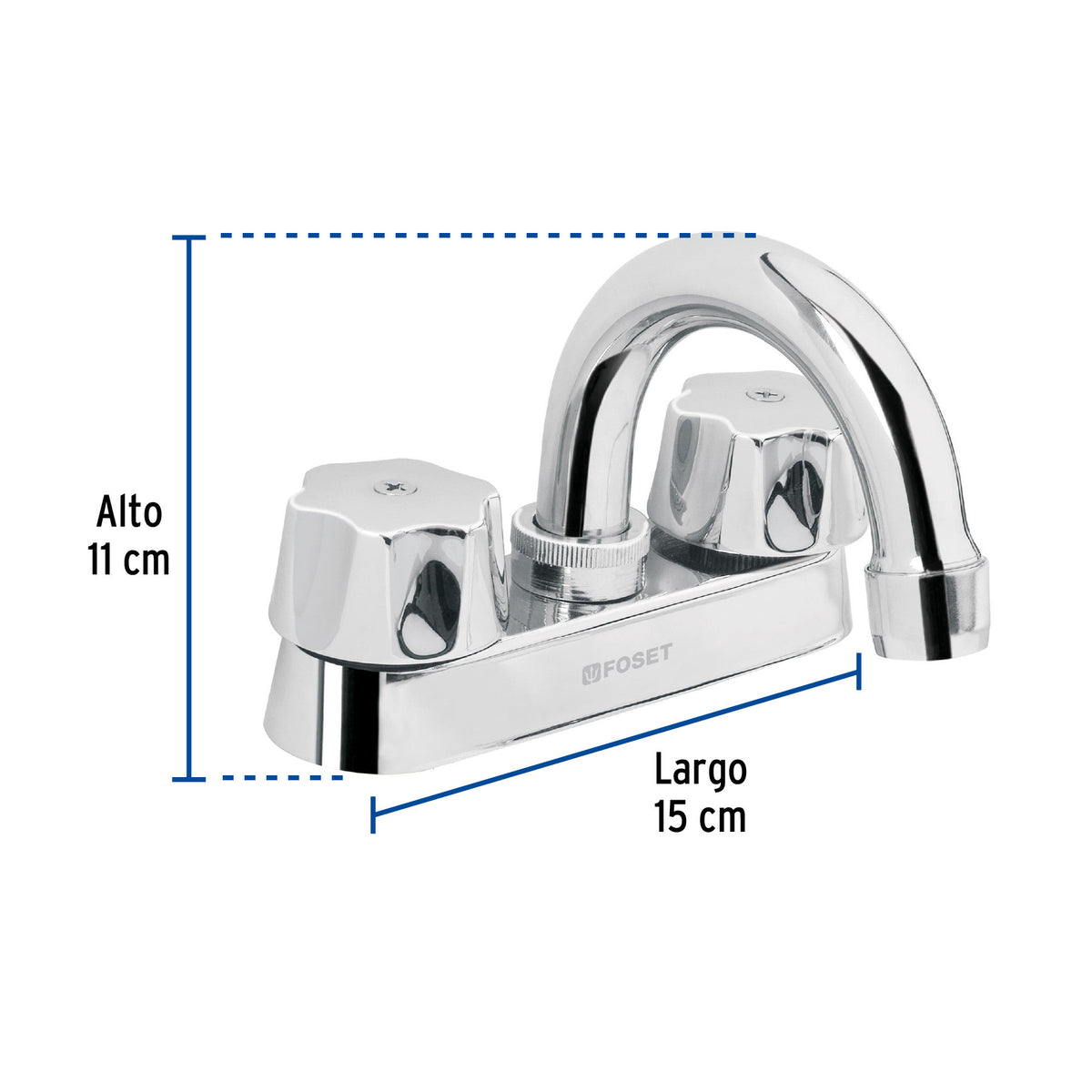 Mezcladora 4" para lavabo cuello curvo cartucho ceramico