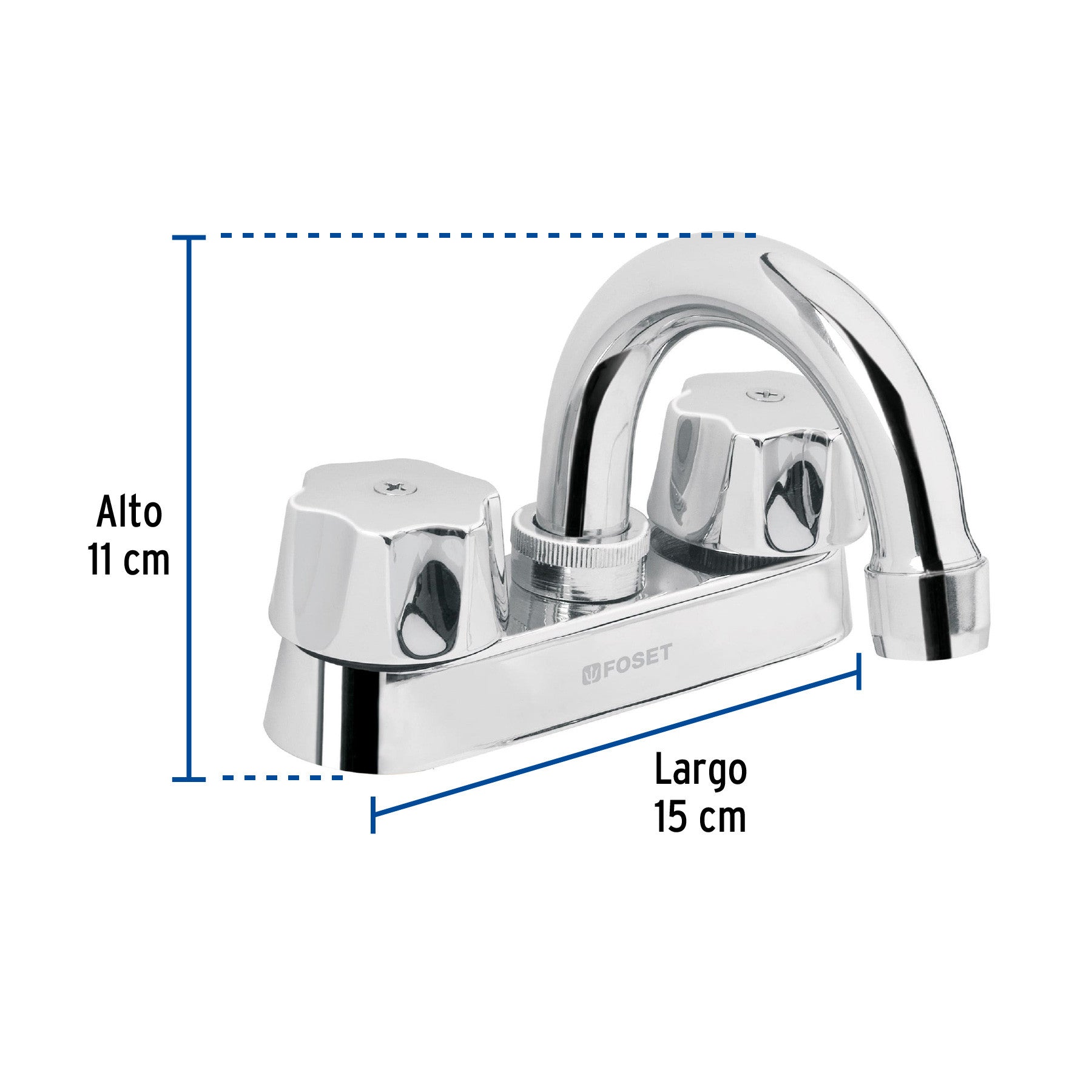 Mezcladora 4" para lavabo cuello curvo cartucho ceramico