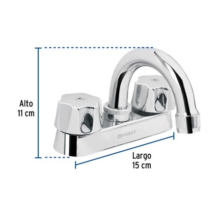 Mezcladora 4" para lavabo cuello curvo cartucho ceramico