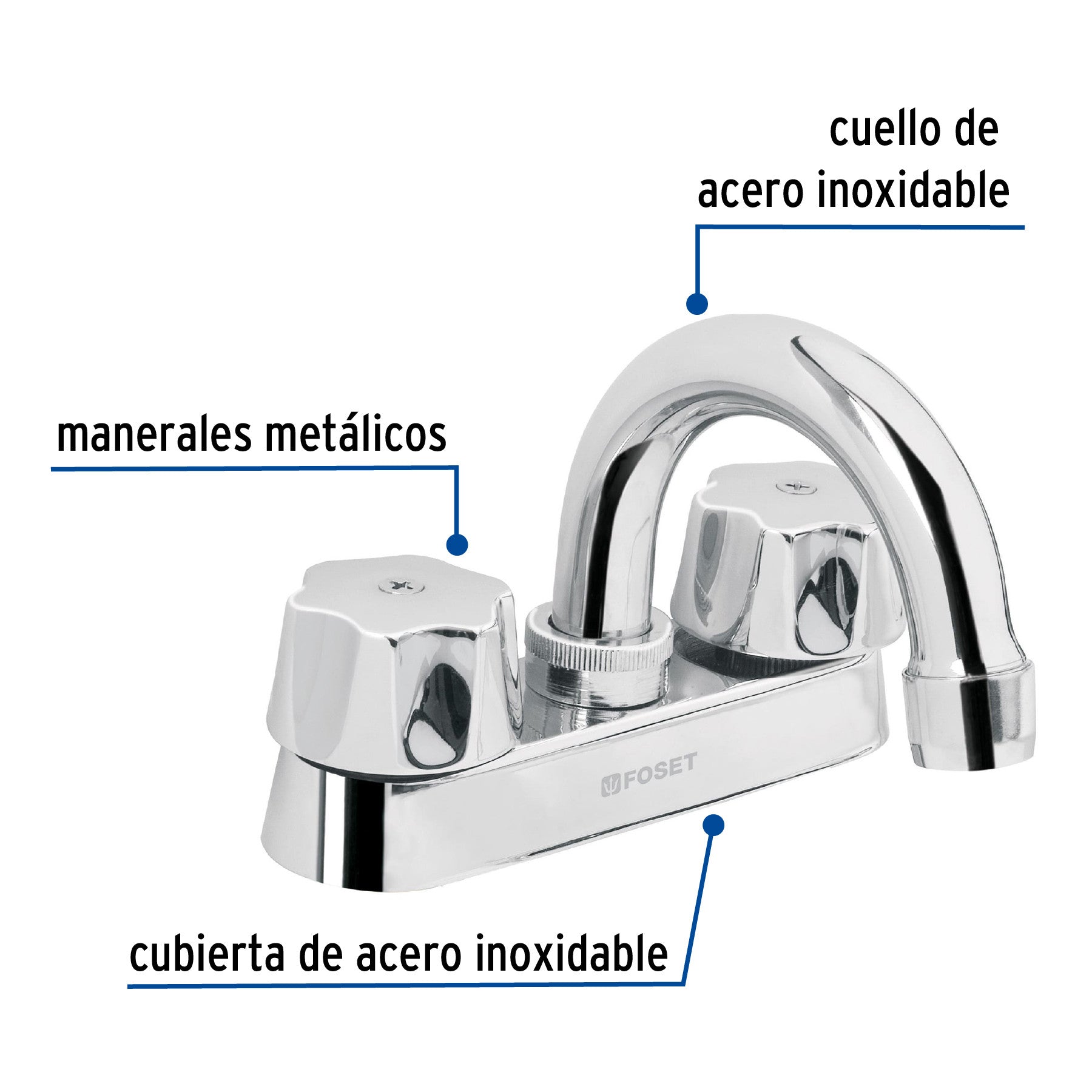 Mezcladora 4" para lavabo cuello curvo cartucho ceramico