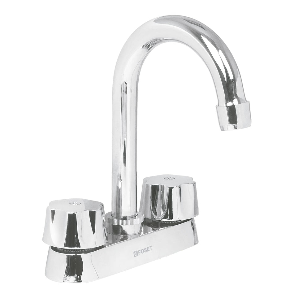 Mezcladora 4" para lavabo cuello bar cartucho compresion