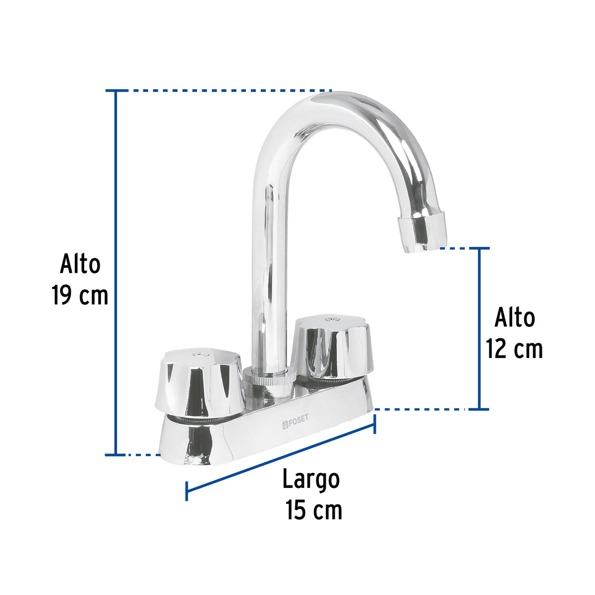 Mezcladora 4" para lavabo cuello bar cartucho compresion