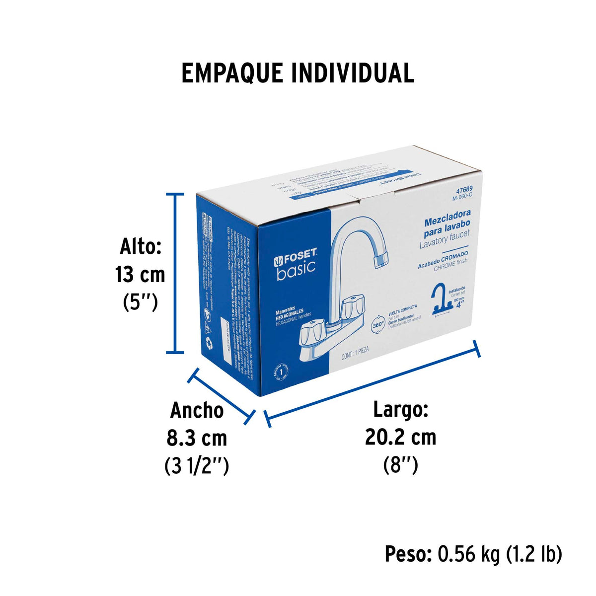 Mezcladora 4" para lavabo cuello bar cartucho compresion
