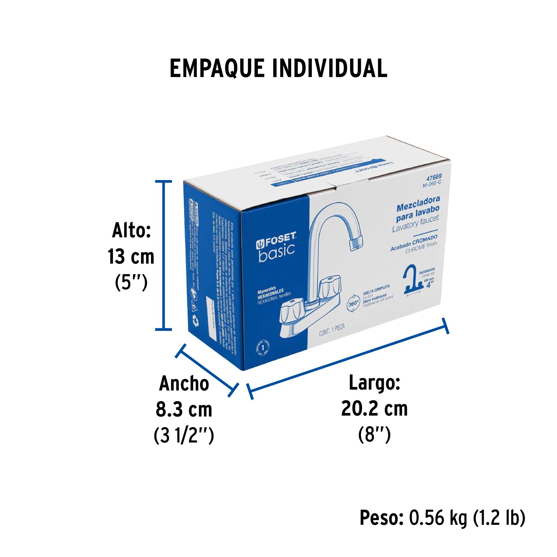 Mezcladora 4" para lavabo cuello bar cartucho compresion