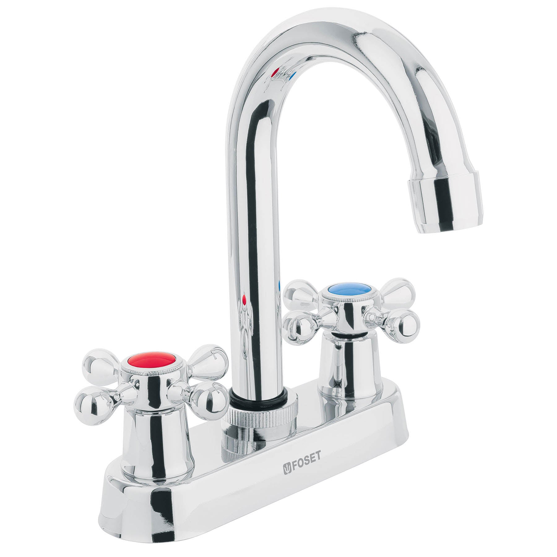 Mezcladora 4" para lavabo cuello bar manerales cruceta