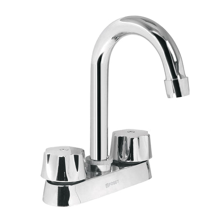 Mezcladora 4" para lavabo cuello bar cartucho ceramico