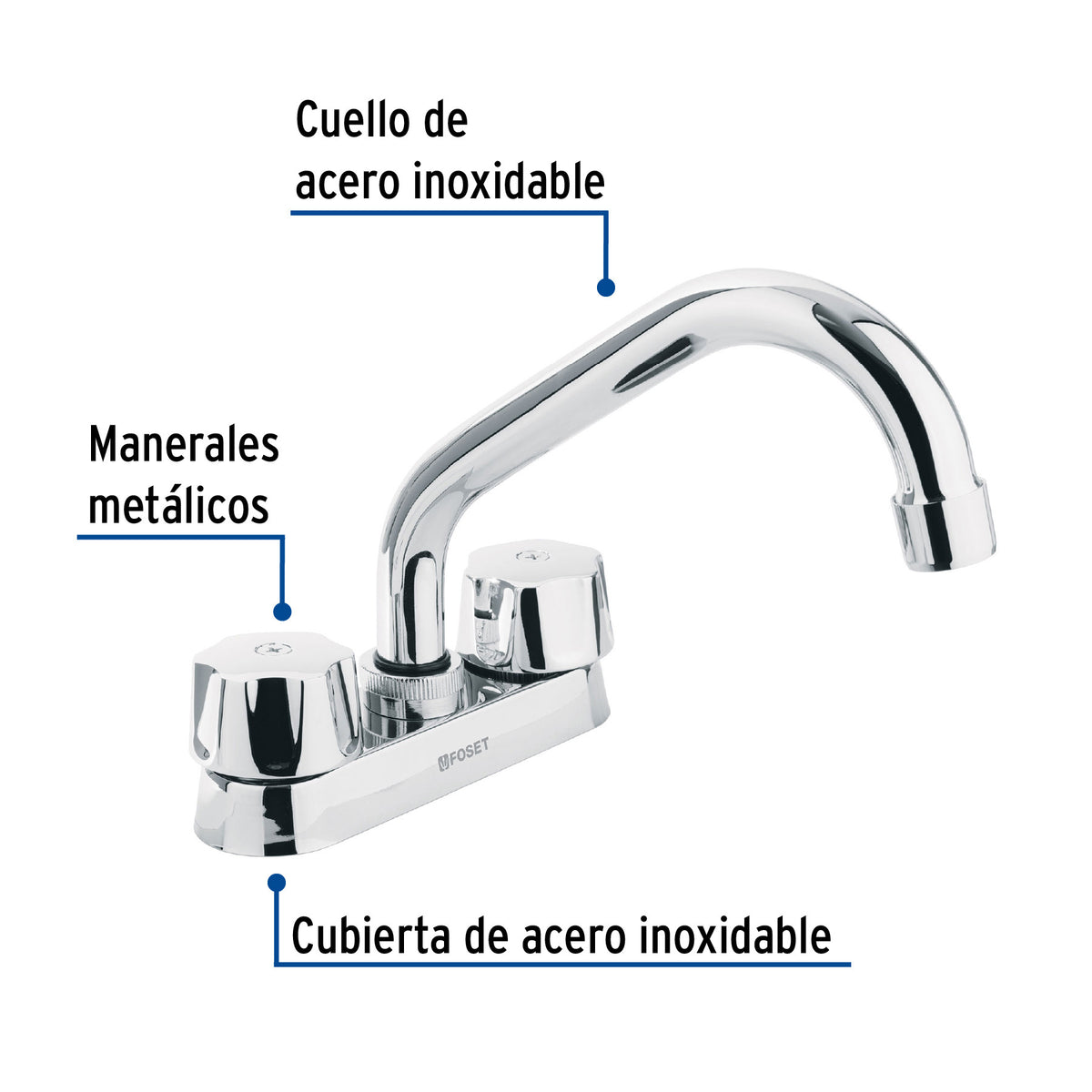Mezcladora 4' para lavabo, tubular, cartucho compresión