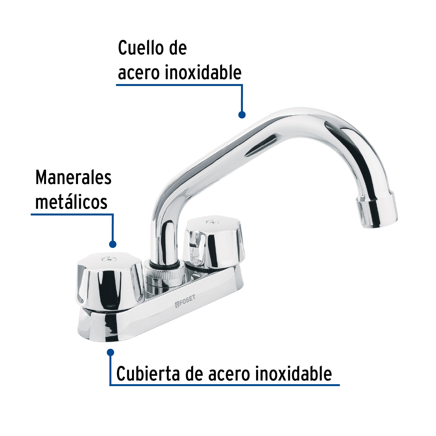 Mezcladora 4' para lavabo, tubular, cartucho compresión