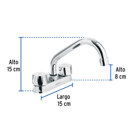 Mezcladora 4' para lavabo, tubular, cartucho compresión