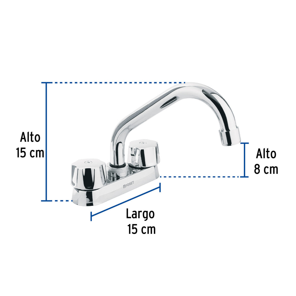 Mezcladora 4' para lavabo, tubular, cartucho compresión