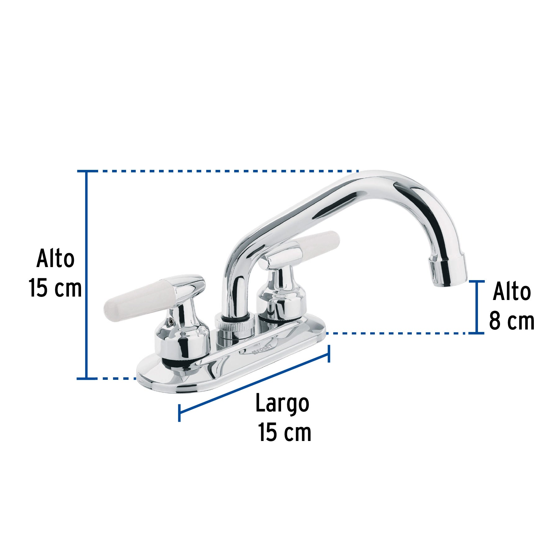 Mezcladora 4" para lavabo cuello tubular manerales cono